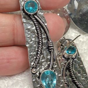 🦋✨sterling silver and blue topaz long earrings NWOT
